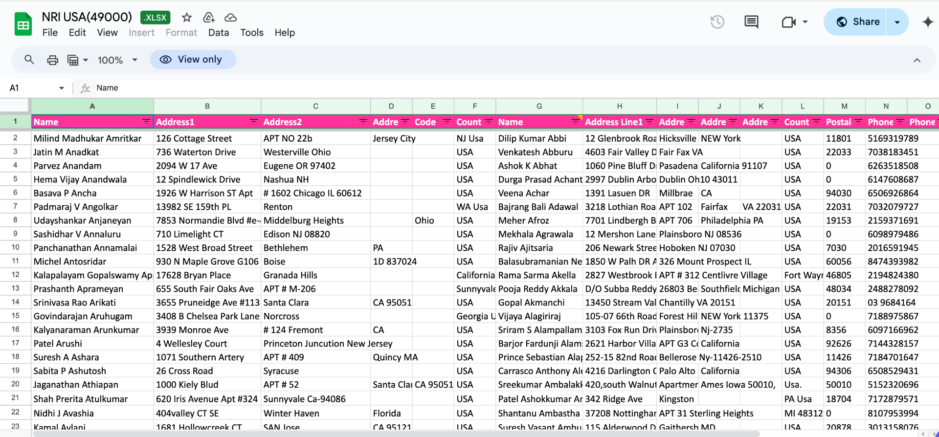 Indians living in USA — Name, Address, City, State, Postal Code, Phone & Email. Perfect for global outreach.